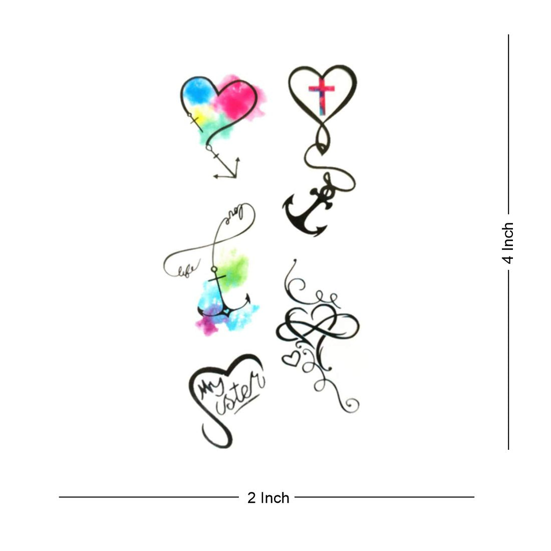 Heart Anchor Tattoo Waterproof Boys and Girls Temporary Body Tattoo - Temporarytattoowala