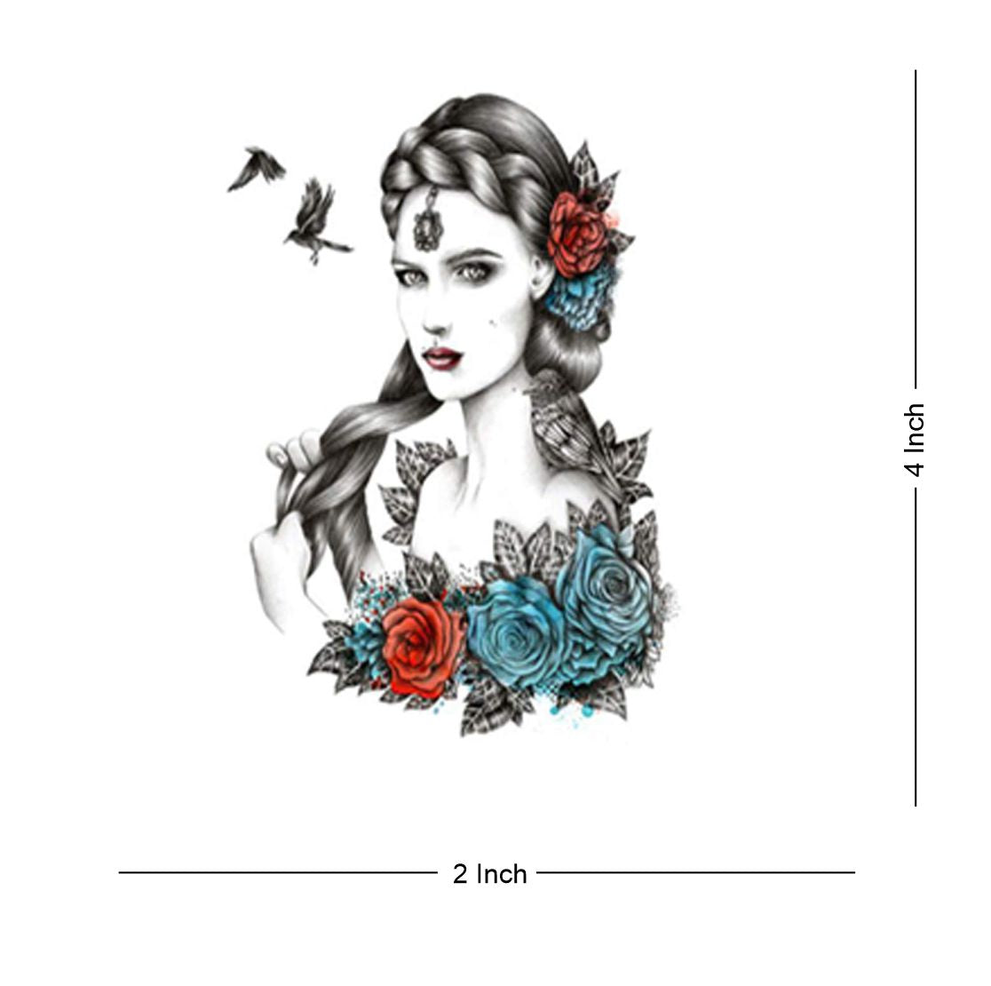 Beautiful Girl with Birds Tattoo Waterproof Male and Female Temporary Body Tattoo - Temporarytattoowala