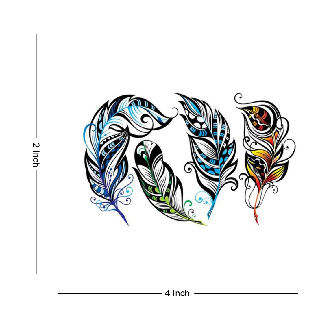 Plumas Feather Tattoo Waterproof Men and Women Temporary Body Tattoo - Temporarytattoowala