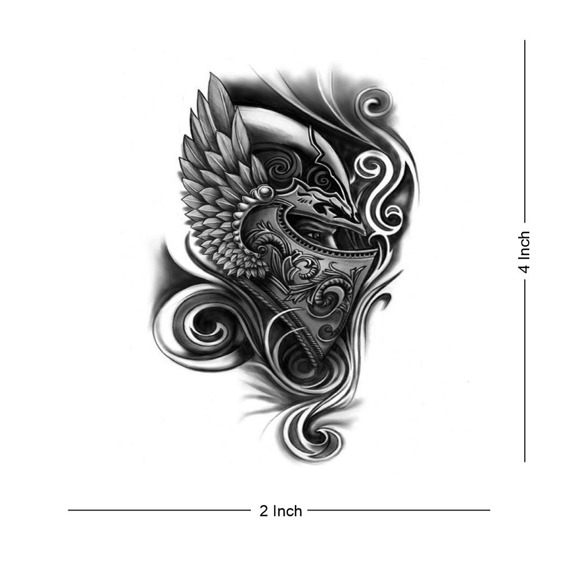 Dragon Helmet Tattoo Waterproof Male and Female Temporary Body Tattoo - Temporarytattoowala