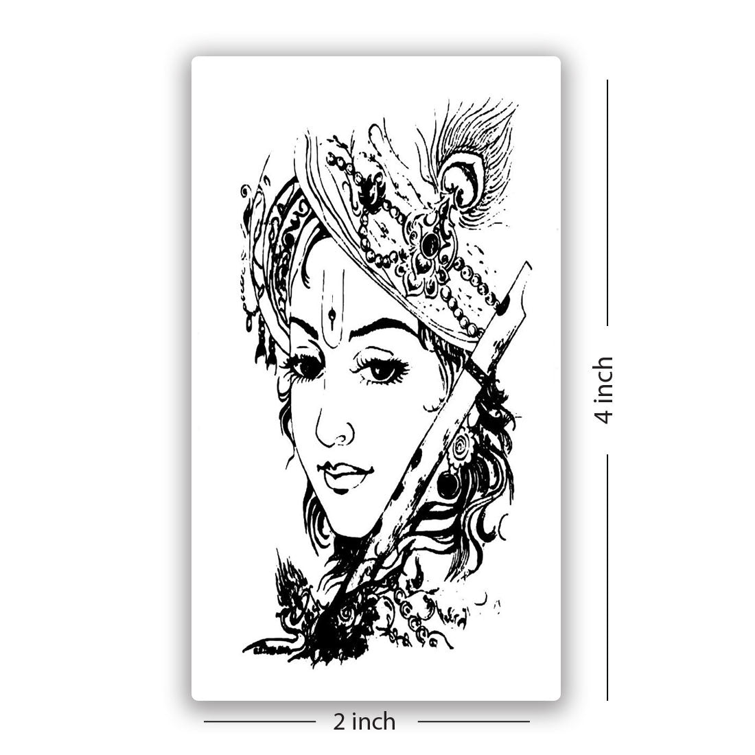 TEMPORARY TATTOOWALA Tribal 3D Krishna with Flute Temporary waterproof tattoos For Men & Women