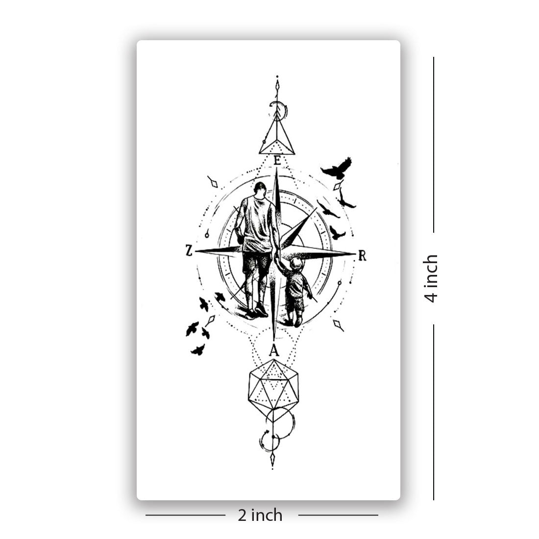 Temporary Tattoowala Compass with Family Men and Women Waterproof Temporary Body Tattoo