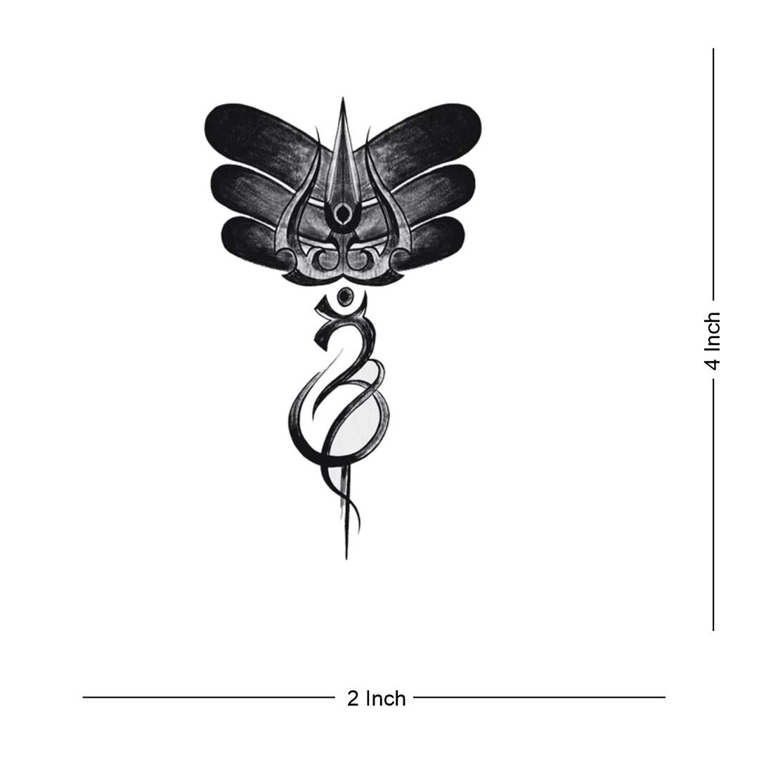 Temporary Tattoowala Om Trishul Lord Shiva Tilak Body Temporary Tattoo