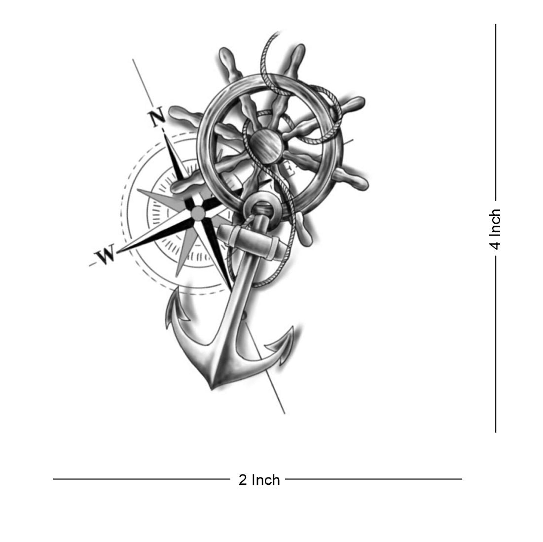 Wheel Anchor Tattoo Waterproof Boys and Girls Temporary Body Tattoo - Temporarytattoowala