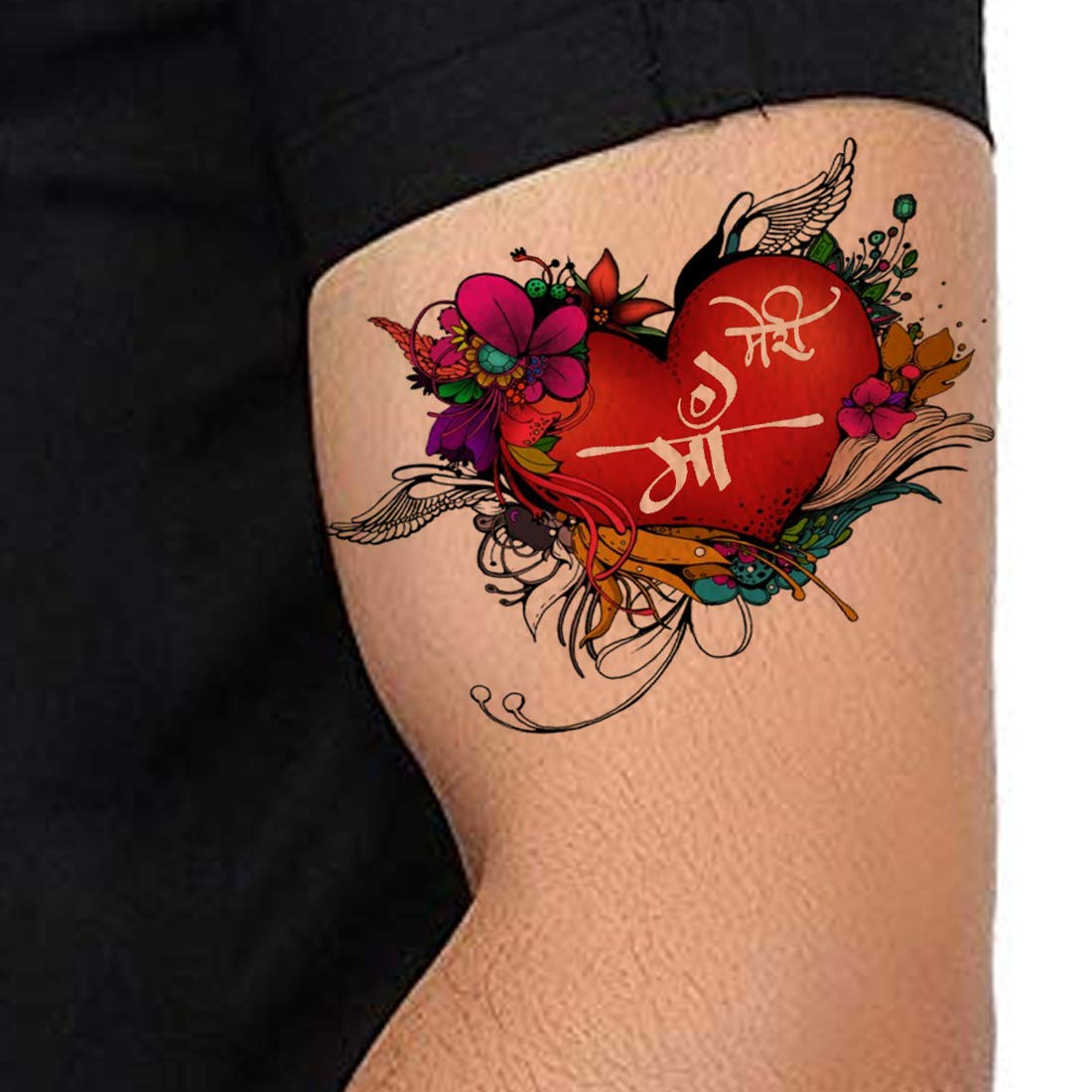 Temporary Tattoowala Maa Love Heart Men and Women Waterproof Temporary Body Tattoo