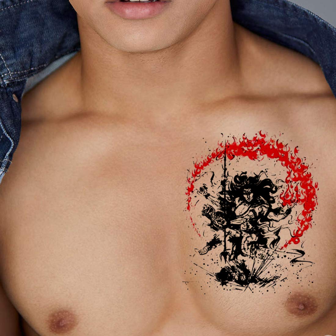 Temporary Tattoowala Angry lord shiva Temporary Tattoo Waterproof For Girls Men Women