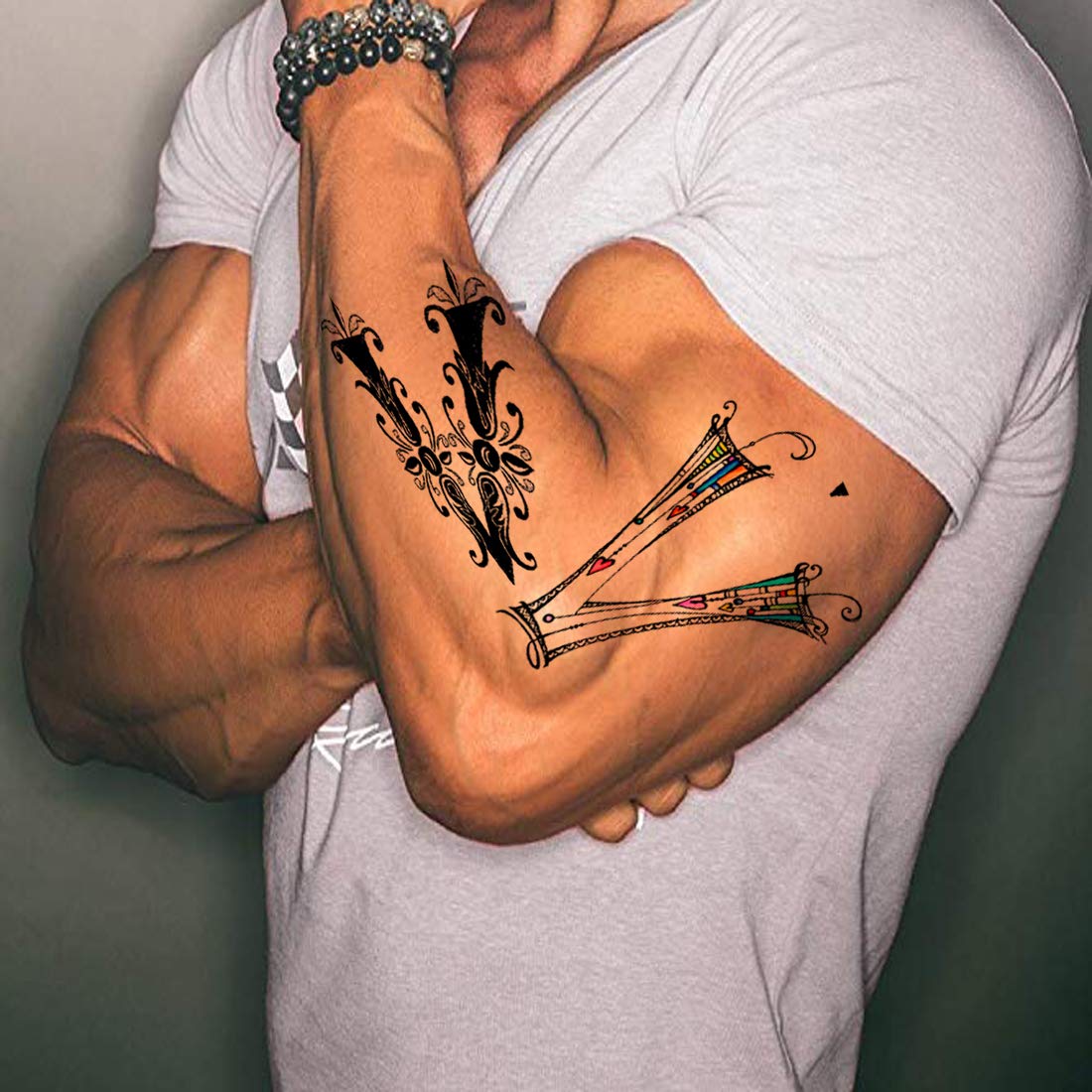Name V Letter Tattoo Alphabet Body Temporary Tattoo Waterproof For Girls Men Women