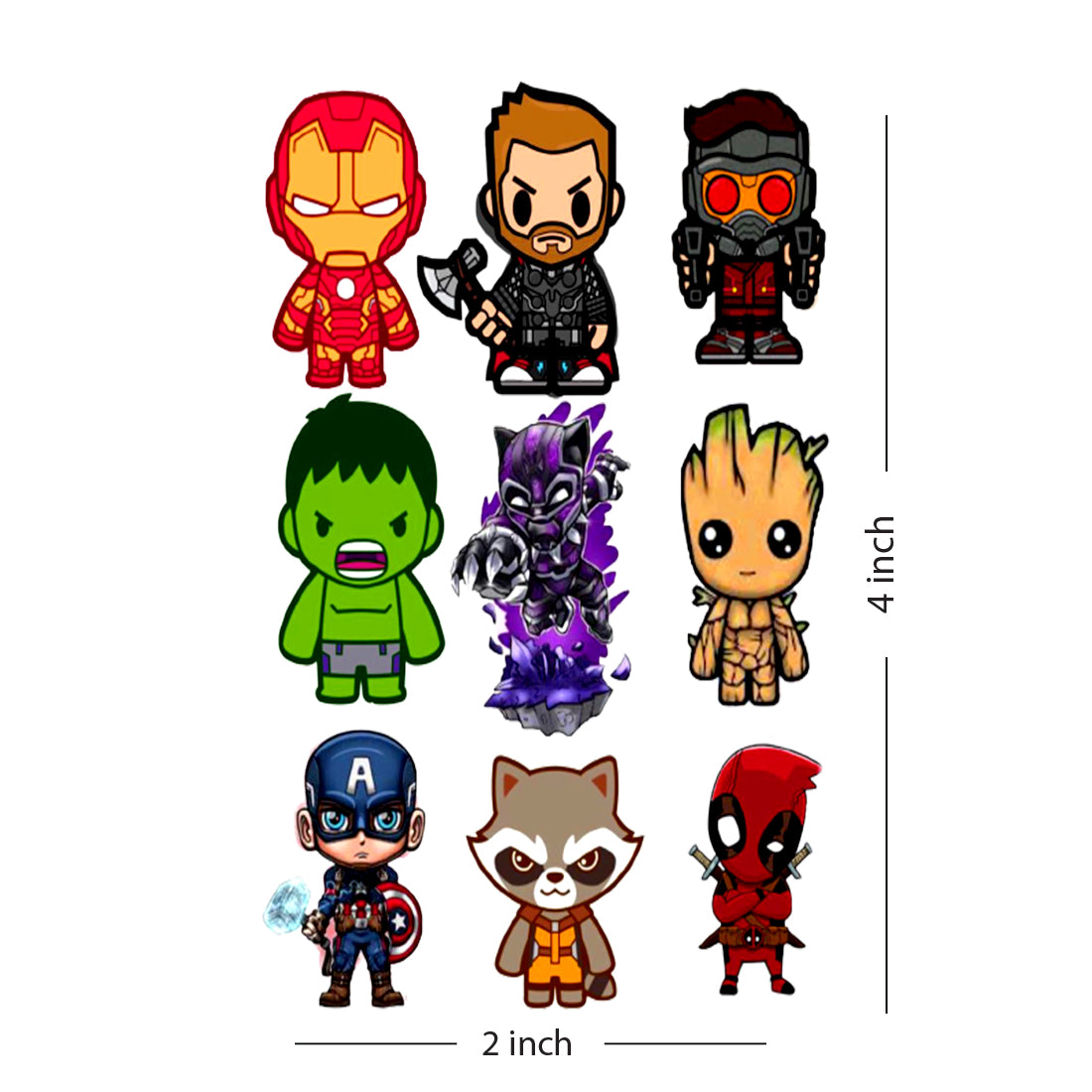 Robot Ironman, Halk, Captain America Marvels Kids Tattoo Waterproof For Boys and Girls Temporary Body Tattoo