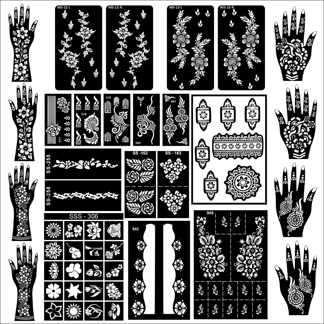 Beautiful Combo Mehndi Stencil Sticker With Classic & Modern For Bride's