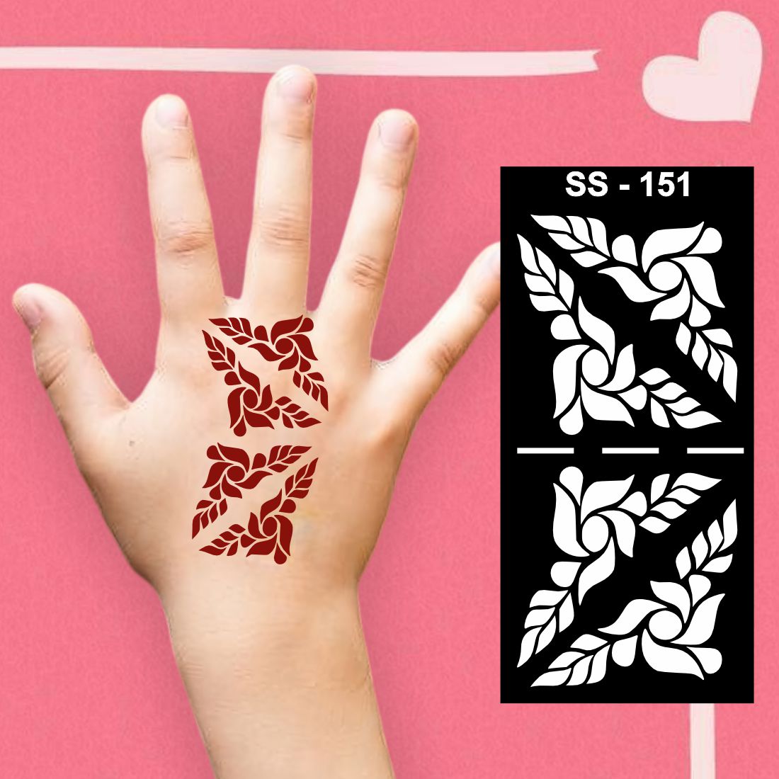 Flower And Leaf Design Small Mehndi stencil Sticker For Kids Boys And Girls Stencil Sticker