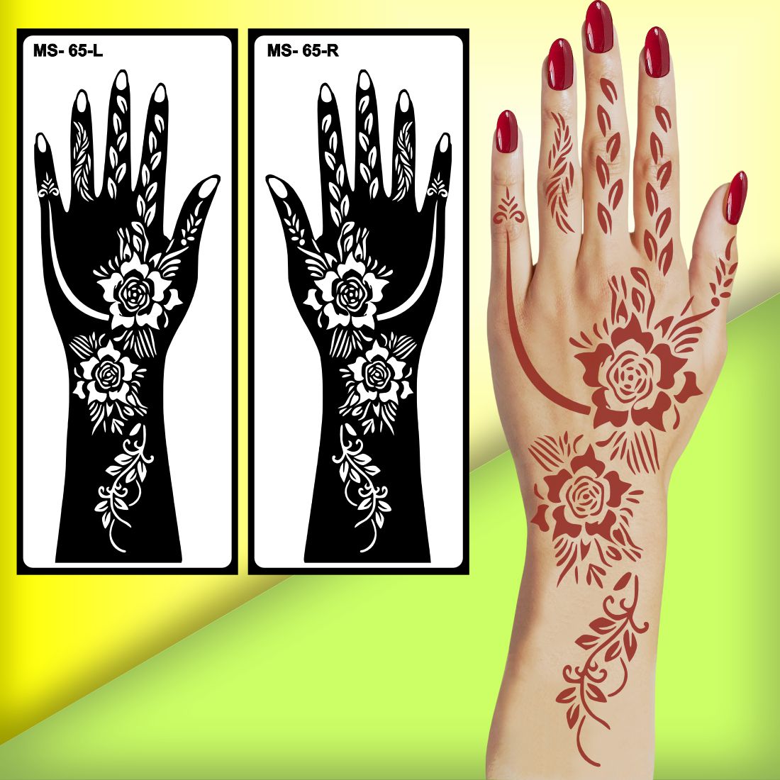 Mandala and Floral Mehndi Stencil Sticker for Creative Henna Design Peel And Stick Stencil Mehndi Sticker For Women, Girls And Teen-age