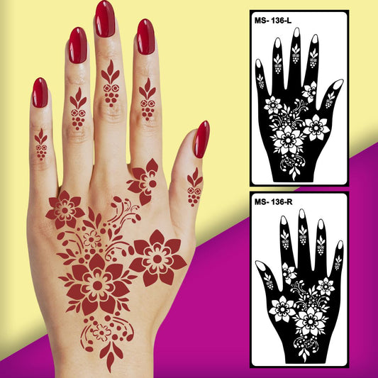 Henna , Stencil Sticker for Artistic Hand Decoration Easy to Apply & Perfect for All Occasions
