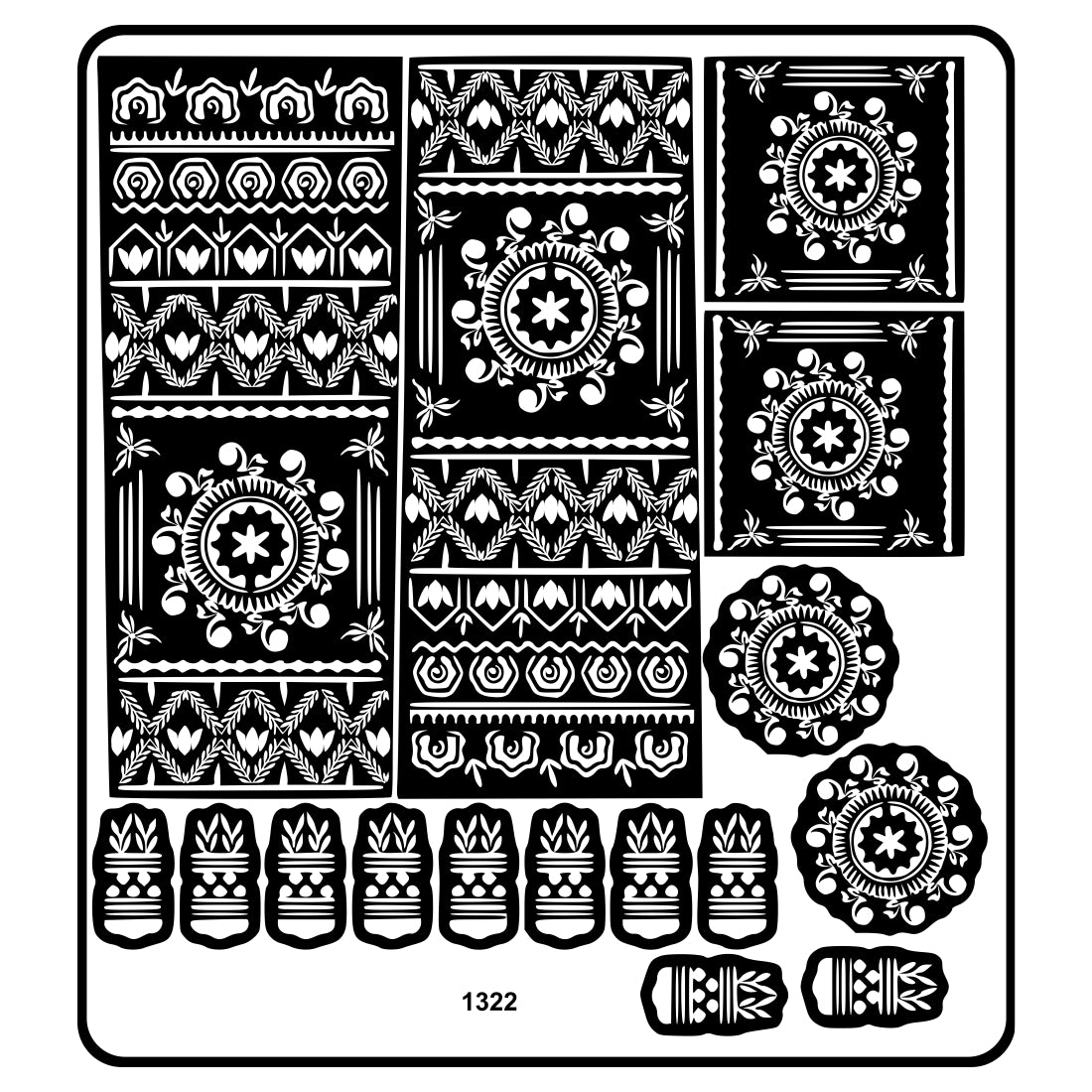 Flower Moon And Floral Mehndi Stencil Sticker With Traditional Design For Full Hand & Fingers