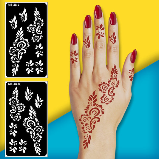 Arabic Mehndi Design Sticker With Floral Stencil Mehndi Sticker One Set For Each Hand