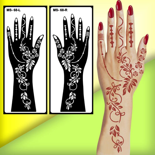 Charming Mehndi Stencil Sticker for Decorating Hands on Festivals Peel And Stick Stencil Mehndi Sticker For Women, Girls And Teen-age