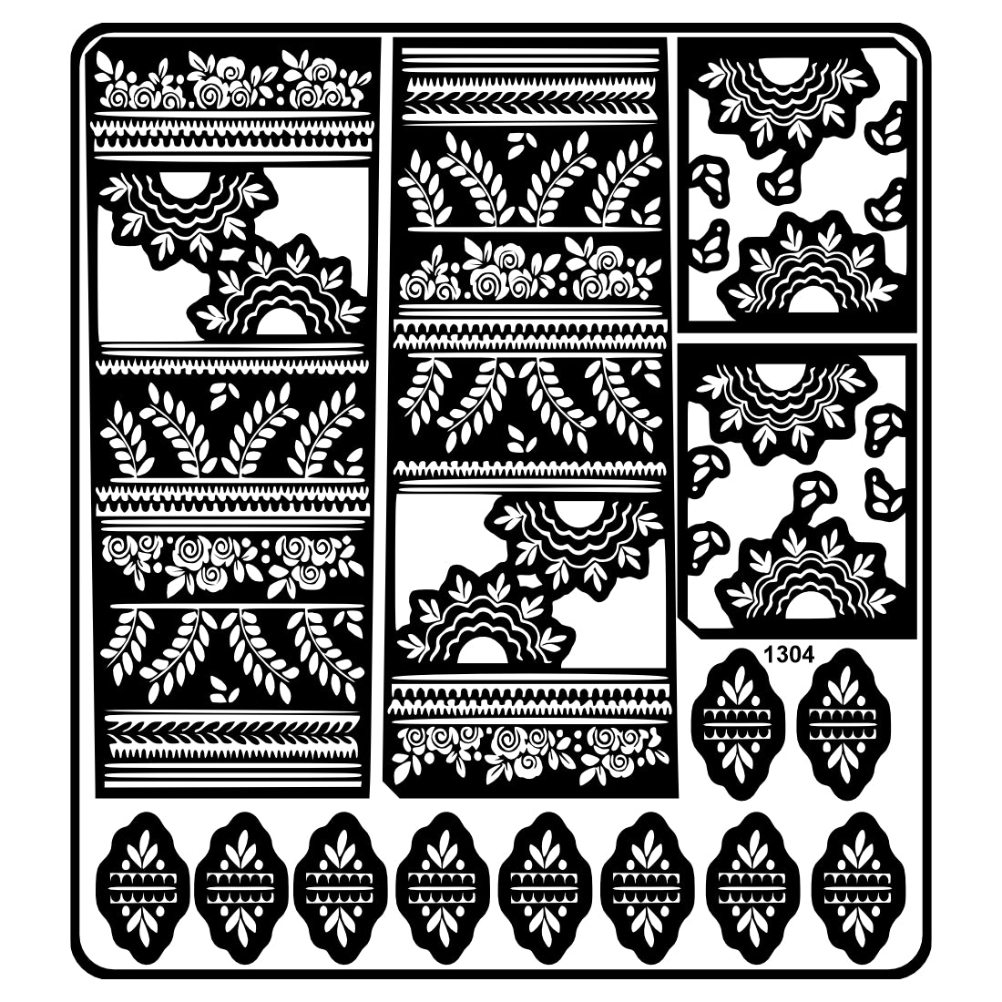 Leaf And Floral Mehndi Stencil Sticker With Traditional Patterns Bridal Designs