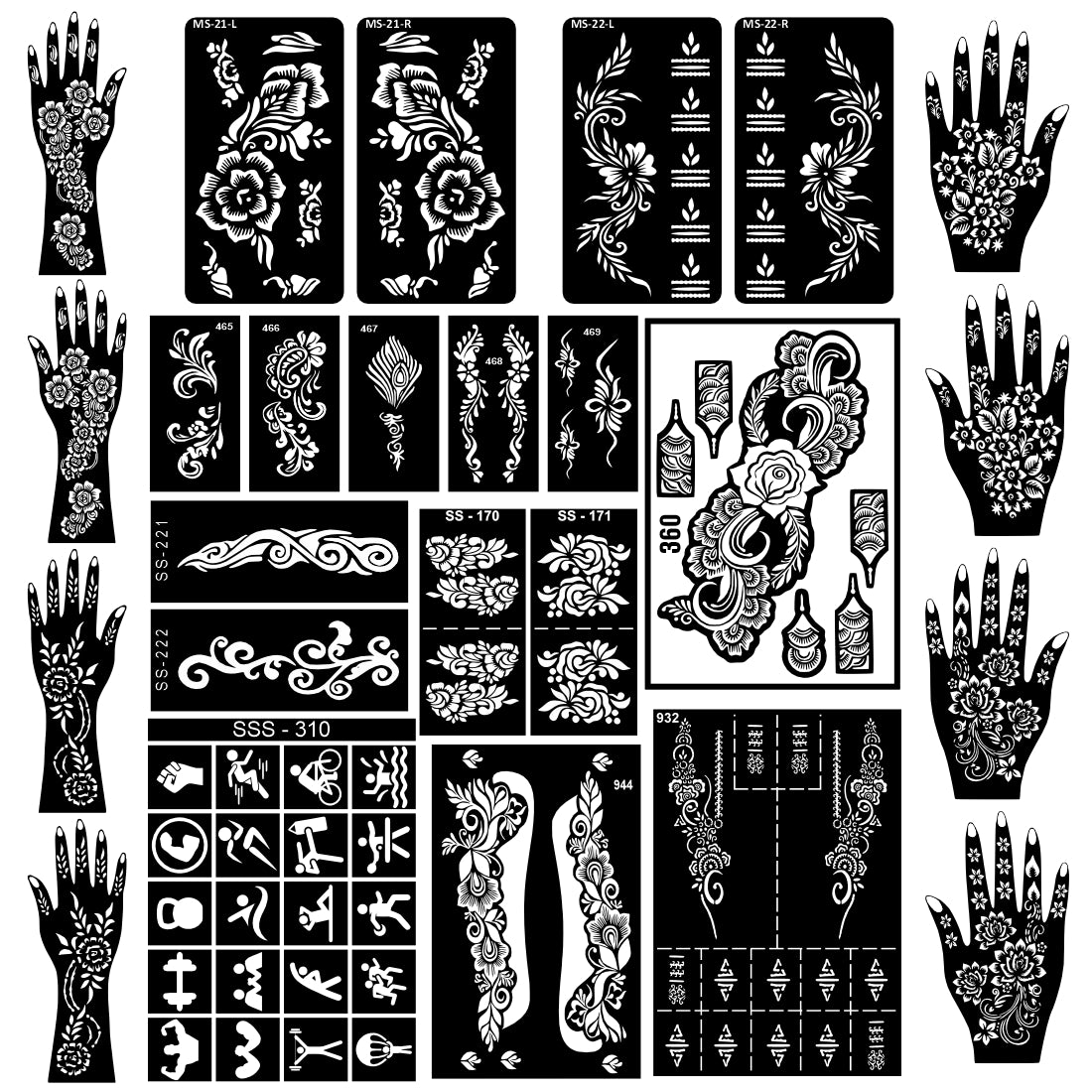 Beautiful Combo Mehndi Stencil Sticker For Traditional & Modern Looks