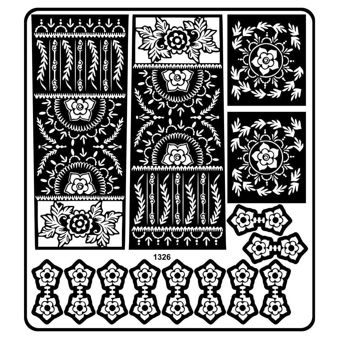 Beautiful Flowers Design Mehndi Stencil Sticker With Traditional Patterns And Full Hand & Fingers