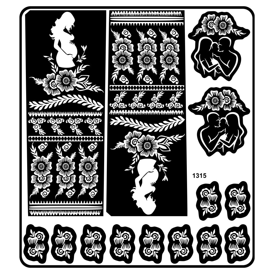 Baby Shower Special Mehndi Stencil With Elegant Floral And Traditional Designs