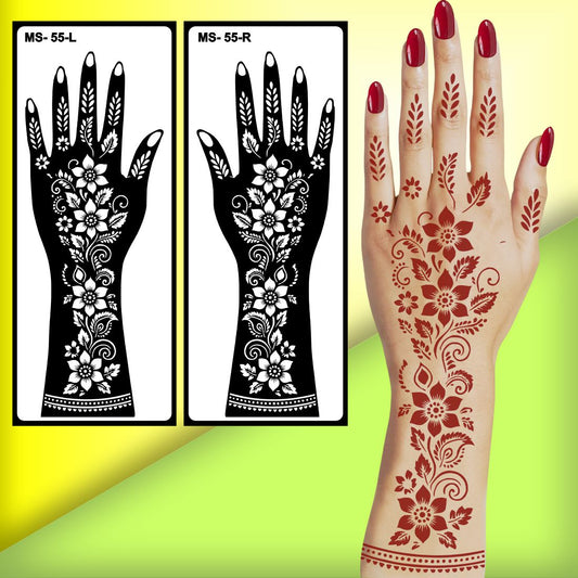 Long Lasting Mehndi Stencil Sticker with Bold Outline for Party Peel And Stick Stencil Mehndi Sticker For Women, Girls And Teen-age