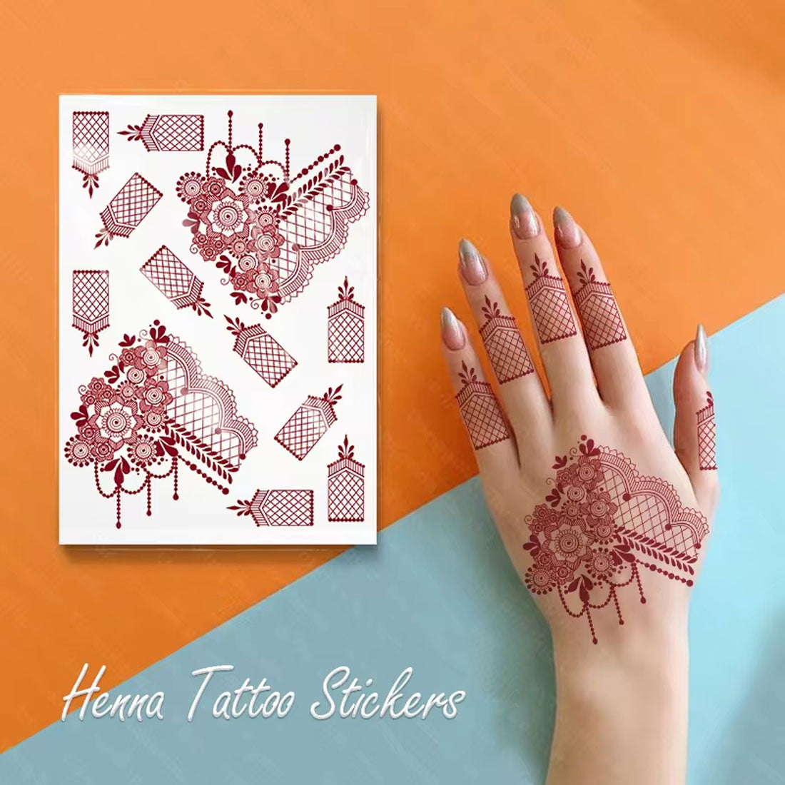 Flower Design With Shape Mehndi Temporary Tattoo Sticker For Girls & Women Temporary Mehndi Tattoo Sticker