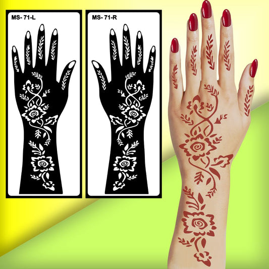 Festival Celebration Mehndi Stencil Sticker for Elegant Hand Styling Peel And Stick Stencil Mehndi Sticker For Women, Girls And Teen-age