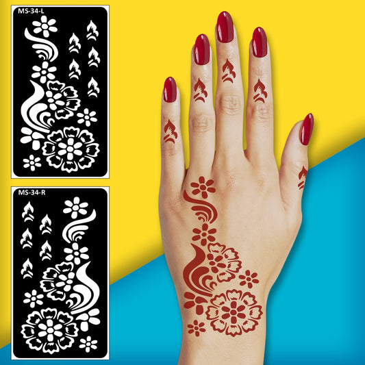 Modern Mehndi Stencil Sticker for Any Festive Look One Set For Each Hand