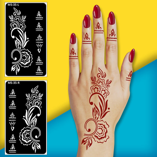 Henna Design Stencil Mehndi for Girls and Women, Great for Festivals, Weddings One Set For Each Hand