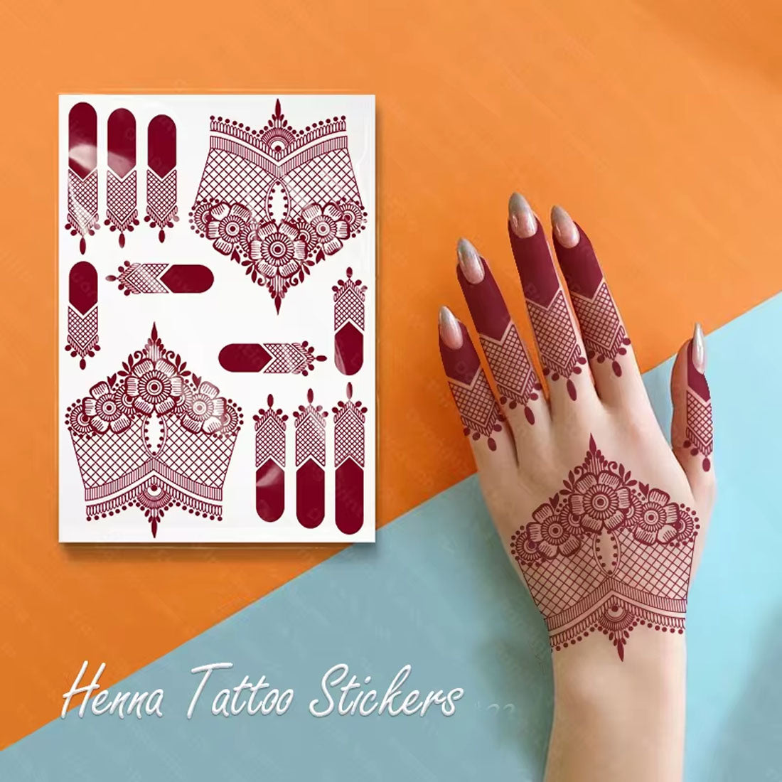 Dark Flower Henna Mehndi Temporary Tattoo Sticker For Girls & Women Temporary Mehndi Tattoo Sticker