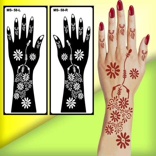 Beautiful Henna Design Mehndi Stencil Sticker for Bridal Looks Peel And Stick Stencil Mehndi Sticker For Women, Girls And Teen-age