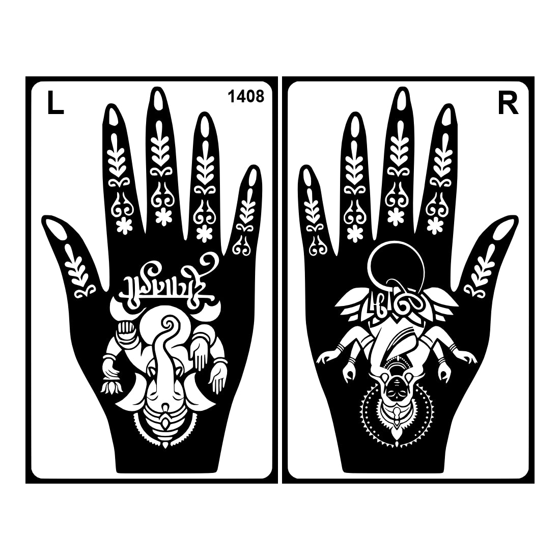 Shubh Lakshmi Ganesh Diwali Stencil Mehndi Sticker Design for Hands Deepavali Stencil Henna Art with Lakshmi & Ganesh