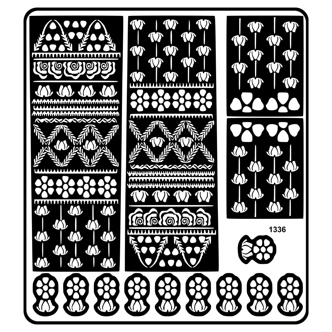Lotus And Floral Mehndi Stencil Sticker With Traditional Patterns For Hands And Fingers