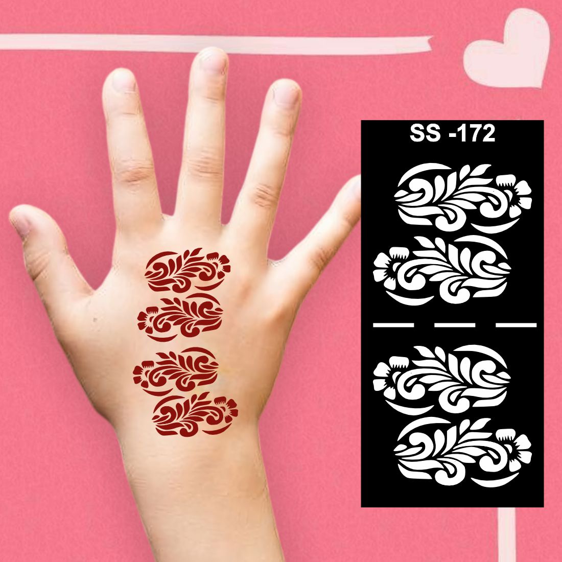 Child-Friendly Mehndi Stencil for Hand Decoration and Art Practice