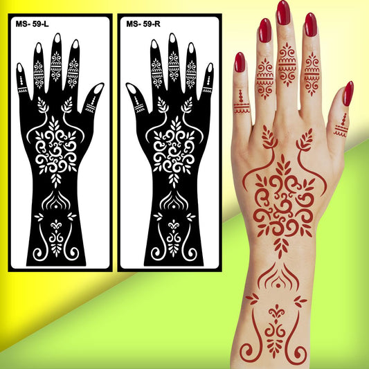 Wedding Mehndi Stencil Sticker for Functions and Family Celebrations Peel And Stick Stencil Mehndi Sticker For Women, Girls And Teen-age