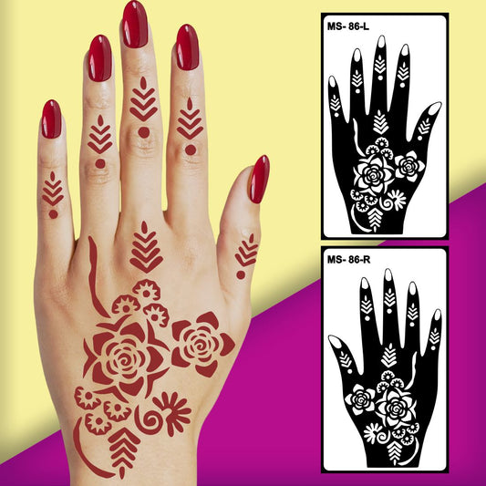 Bold Floral Mehndi Stencil Design Easy to Apply & Perfect for All Occasions