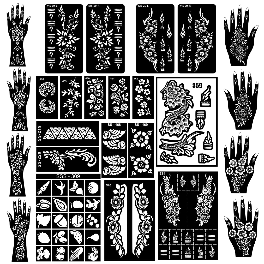 Beautiful Combo Mehndi Stencil Sticker With Arabic Design For Festive Seasons