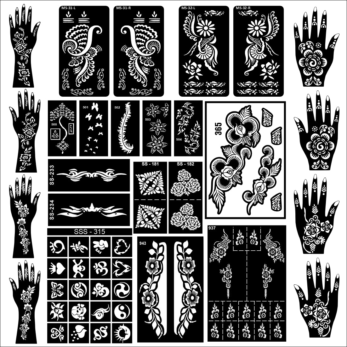 Beautiful Combo Mehndi Stencil Sticker for Traditional and Modern Art
