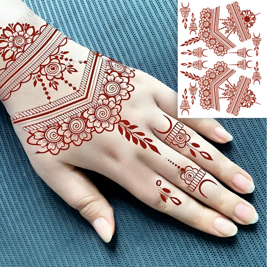 Beautiful Full Hand Flower Henna Mehndi Design Tattoo Sticker For Girls And Female Temporary Mehndi Tattoo Sticker