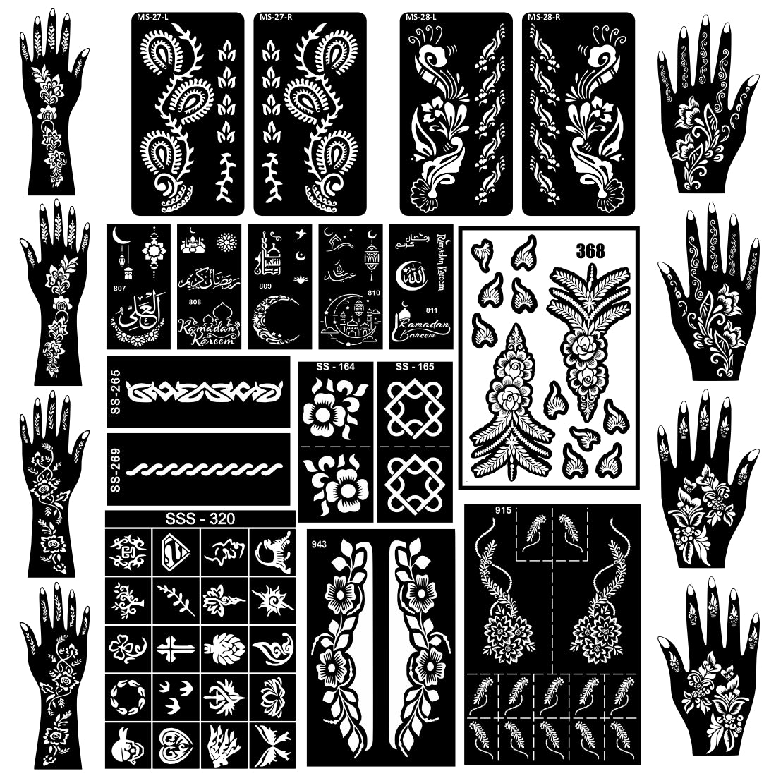 Beautiful Combo Mehndi Stencil Sticker for Memorable Occasions