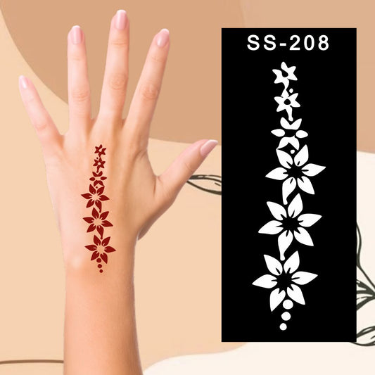 Creative Kids Mehndi Stencil With Floral and Swirl Motifs Kids can decorate notebooks, drawings, or school projects with Stencil stickers