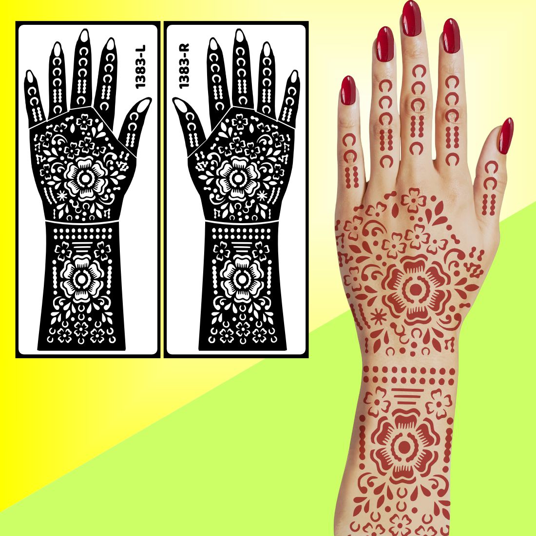 Traditional Theme Bridal Mehndi Stencil Sticker With Intricate Artwork Easy To Use With Instant Beautiful Design
