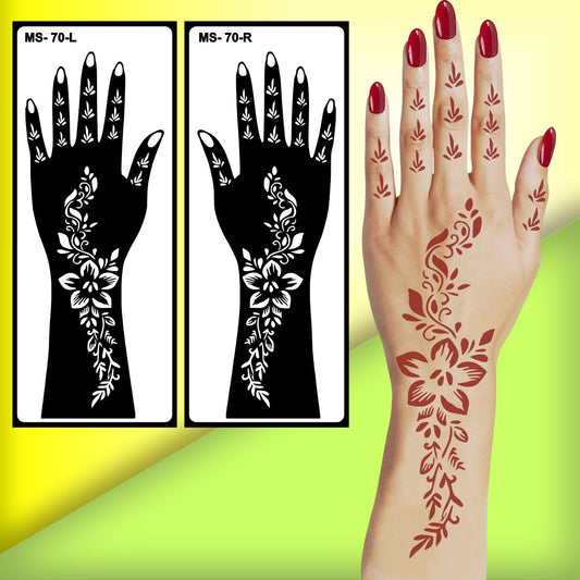 Self-Use Mehndi Stencil Sticker for Easy At-Home Henna Application Peel And Stick Stencil Mehndi Sticker For Women, Girls And Teen-age