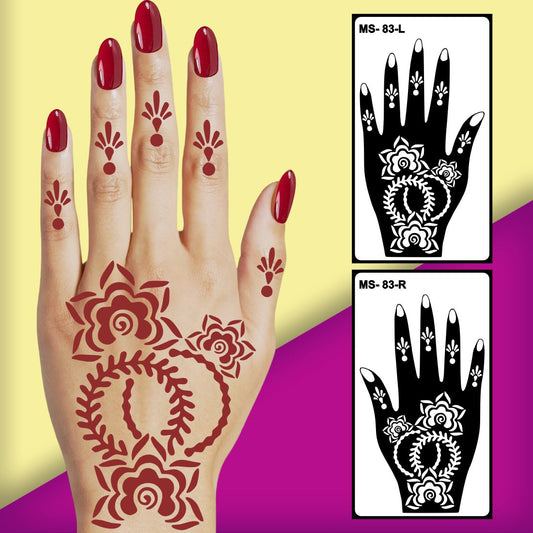 Elegant Henna Stencil Mehndi Sticker With Modern Patterns One Set For Each Hand | Easy to Apply & Perfect for All Occasions
