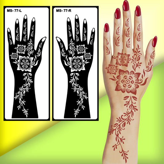 Decorative Henna Mehndi Stencil Sticker for Fashionable Unique Looks Peel And Stick Stencil Mehndi Sticker For Women, Girls And Teen-age