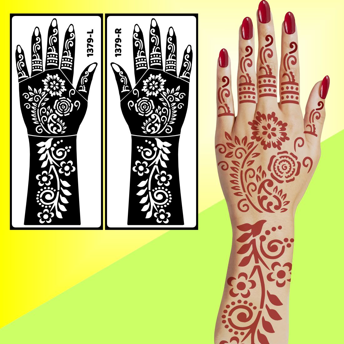 Stunning Bridal Mehndi Stencil Sticker With Royal Peacock Motif Easy To Use With Instant Beautiful Design