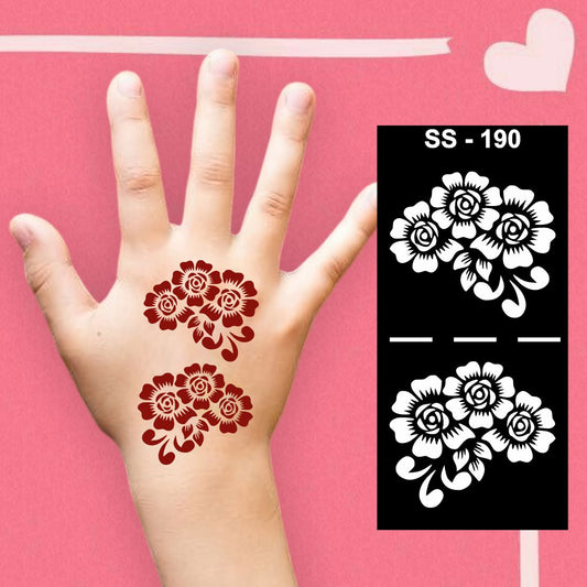 Floral Mehndi Art Template for Children with Easy-to-Use Design Kids can decorate notebooks, drawings, or school projects with Stencil stickers