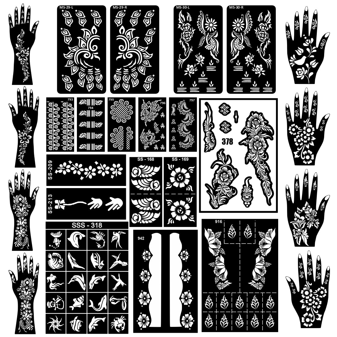 Beautiful Combo Mehndi Stencil Sticker With Stylish Design For All Festival