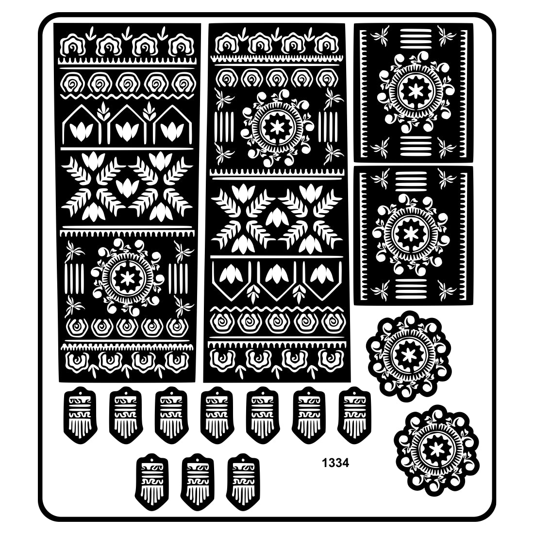 Mandala And Floral Mehndi Stencil Sticker With Traditional Patterns For Hands And Fingers