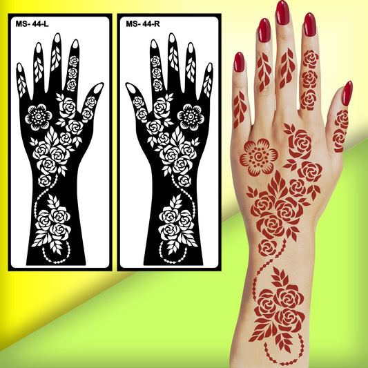 Traditional Mehndi Stencil Sticker With Flower for Festivals And Occasion