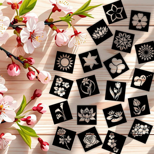 Flower, Sun, Lotus & Multi Design Stencil Sticker For Kids Sticker Kids can decorate notebooks, drawings, or school projects with Stencil stickers
